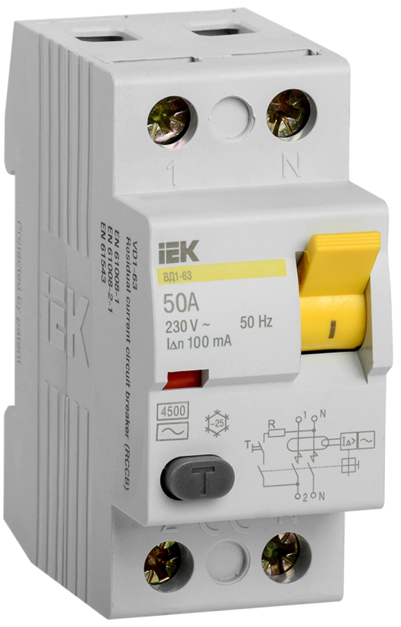    (/) IEK 1-63 - 1P+N - 50A - AC - 100mA