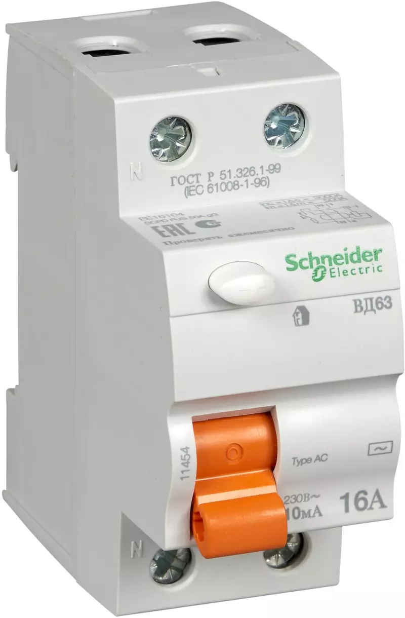    (/) Schneider Electric  ( 63) - 1P+N - 16A - AC - 10mA