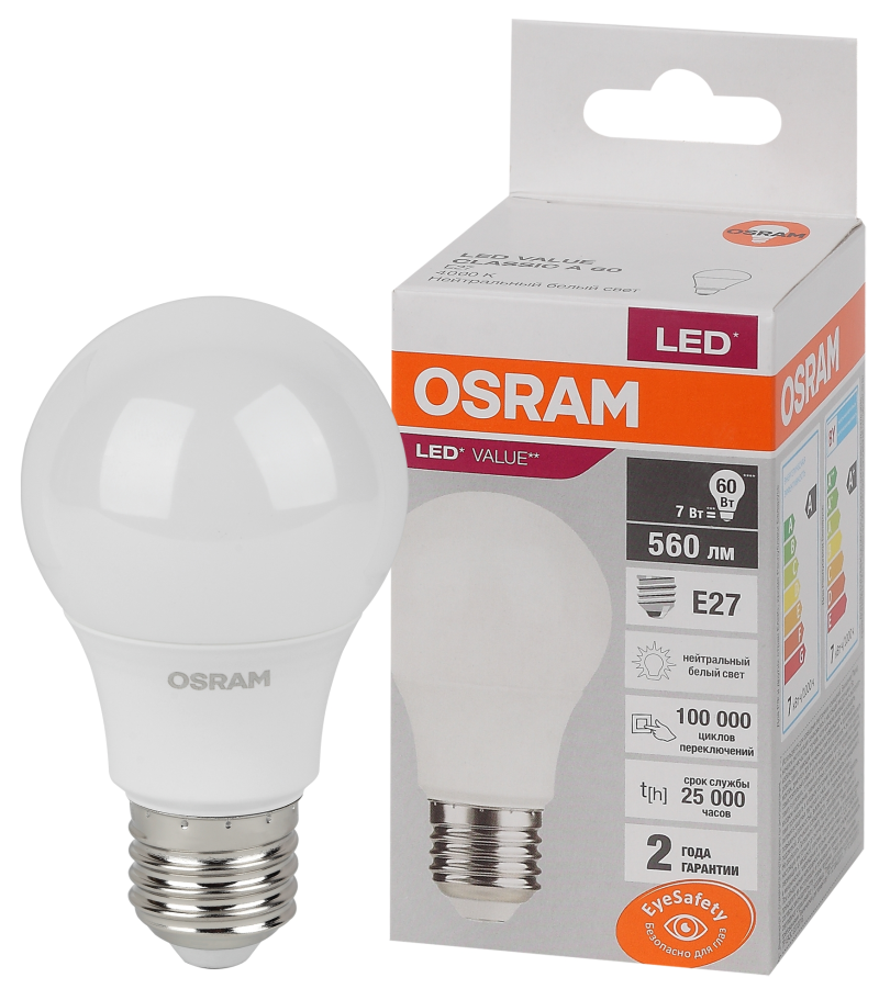 Osram LVCLA60 7SW/840 230V E27 10X1