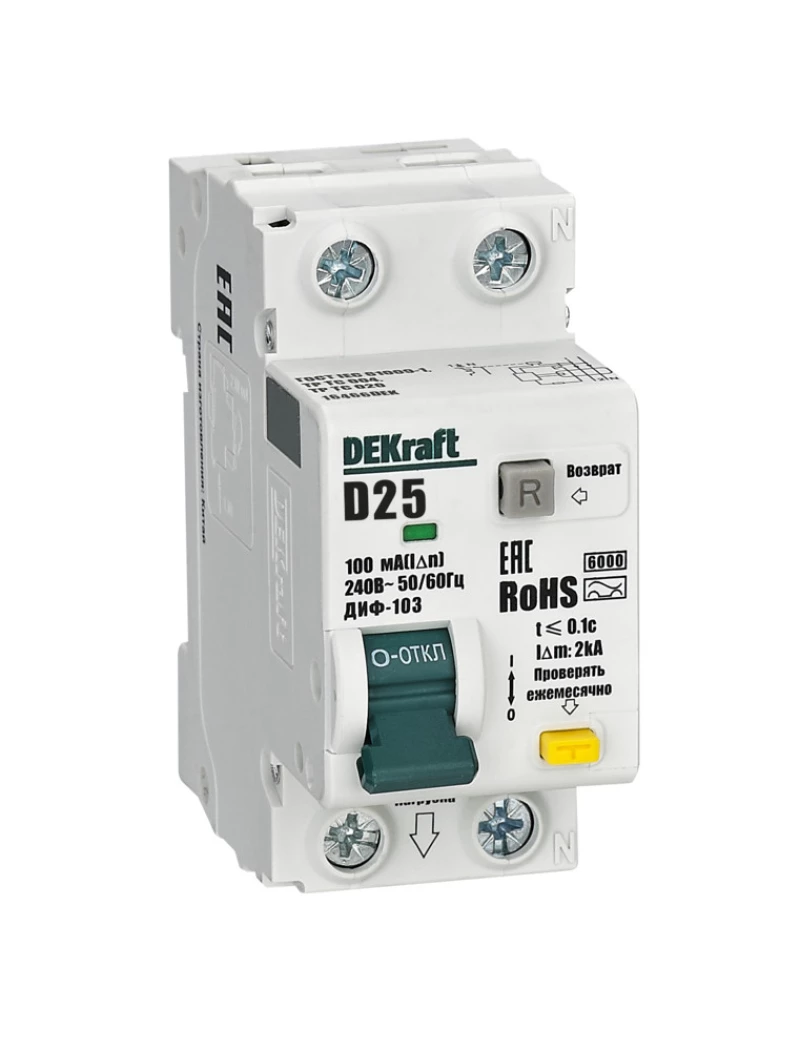   () Dekraft -103 - 1P+N - 25A - AC - 100mA -  D - 6kA