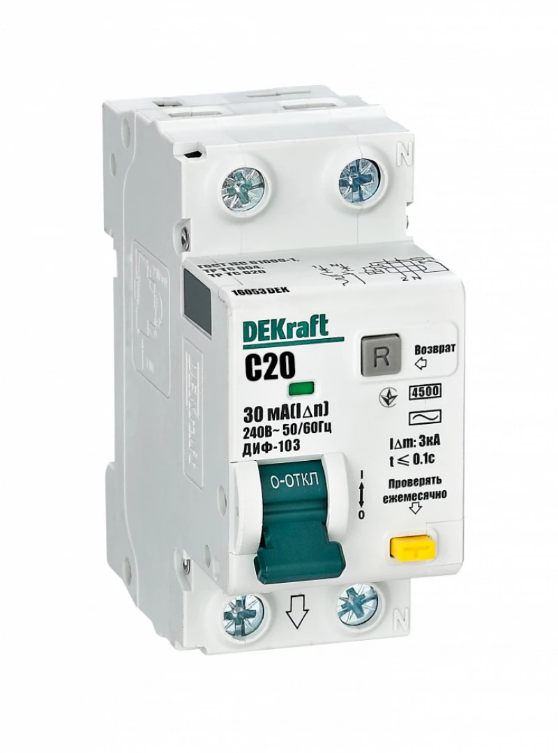   () Dekraft -103 - 1P+N - 20A - AC - 30mA -  C - 4.5kA