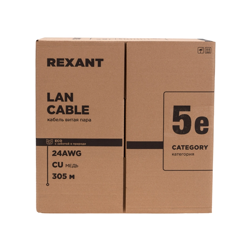    U/UTP, CAT 5e, PVC, 4PR, 24AWG, INDOOR, SOLID, , 305,  REXANT