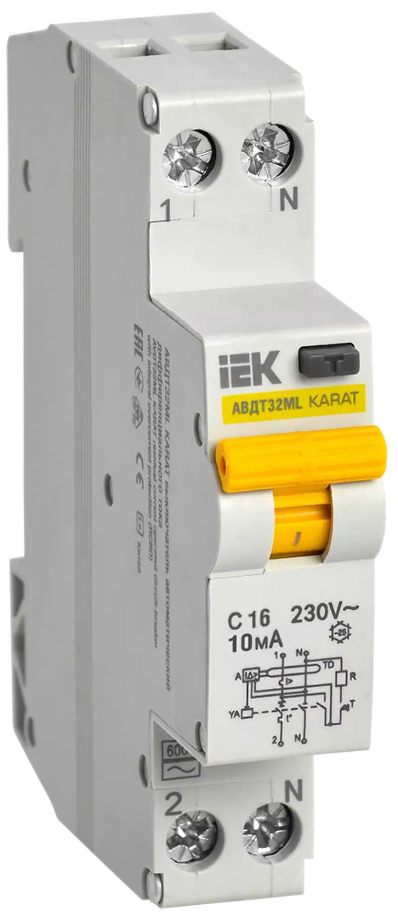   () IEK 32ML KARAT - 1P+N - 16A - AC - 10mA -  C - 6kA