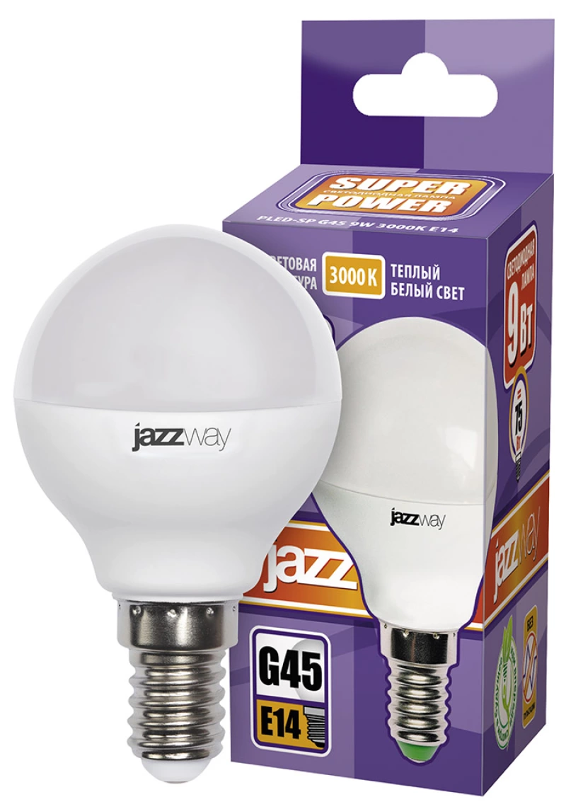 Jazzway  PLED-SP G45 9W E14 3000K 820Lm-E