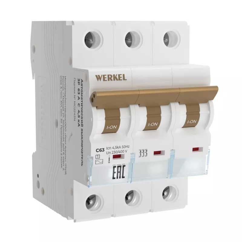   Werkel - 3P - 63A - C - 4.5kA - 3M