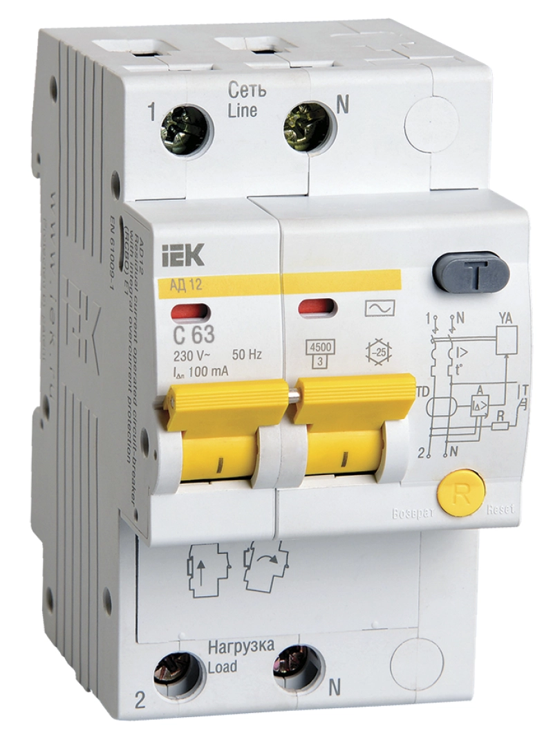   () IEK 12 - 2P - 63A - AC - 100mA -  C - 4.5kA