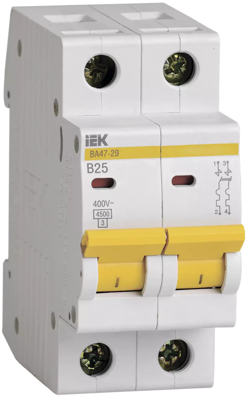   IEK 47-29 - 2P - 25A - B - 4.5kA - 2M - 400