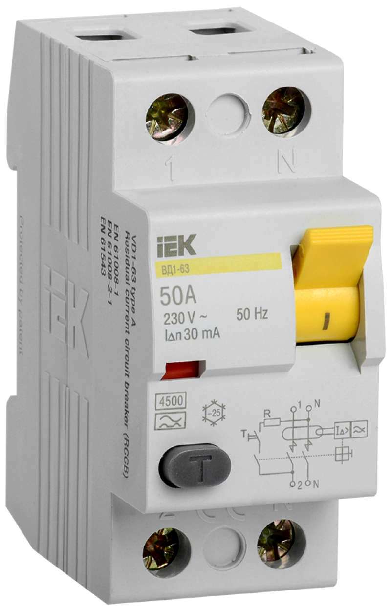    (/) IEK 1-63 - 1P+N - 50A - AC - 30mA