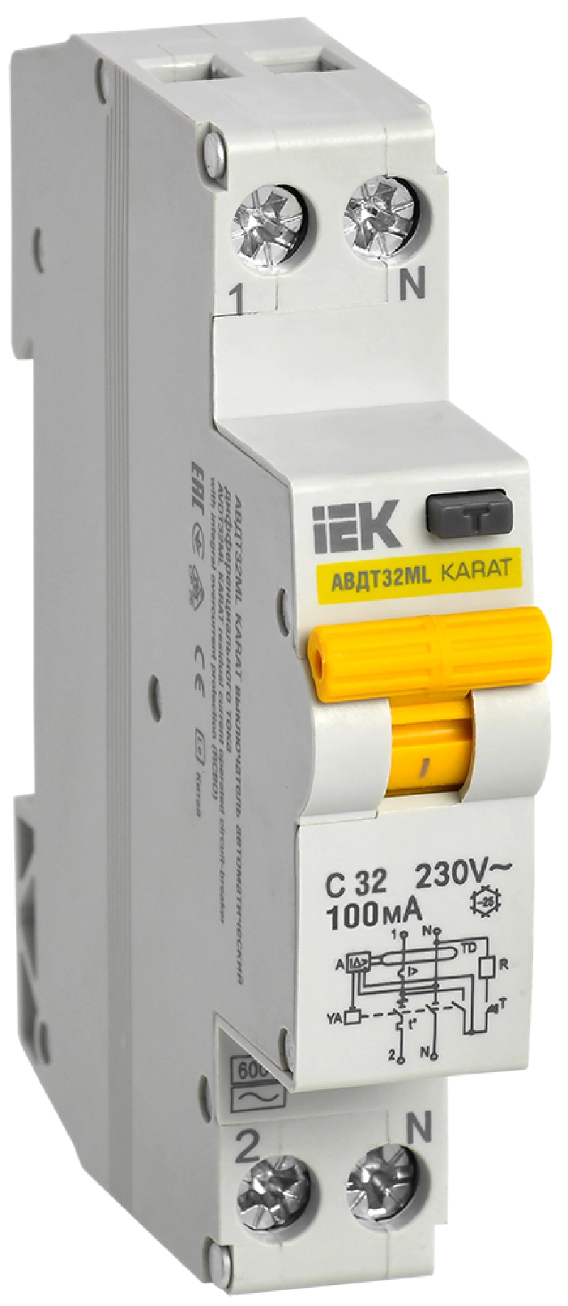   () IEK 32ML KARAT - 1P+N - 32A - AC - 100mA -  C - 6kA