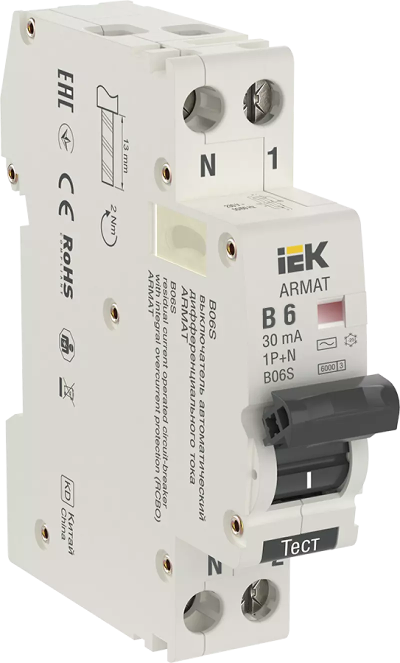   () IEK ARMAT B06S - 1P+N - 6A - AC - 30mA -  B - 6kA