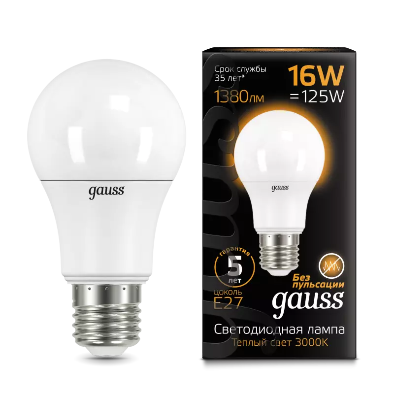  Gauss LED A60 16W E27 3000K 1/10/50