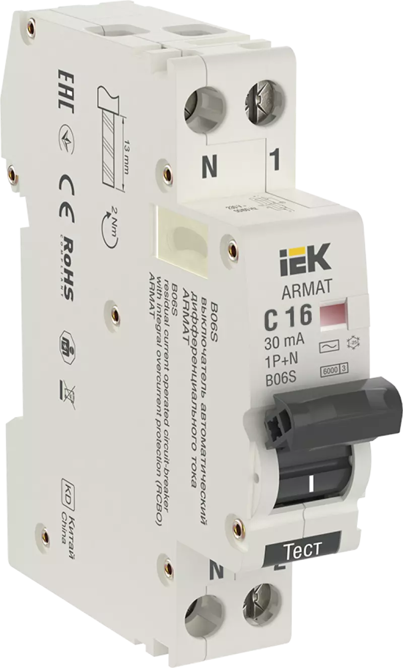   () IEK ARMAT B06S - 1P+N - 16A - AC - 30mA -  C - 6kA