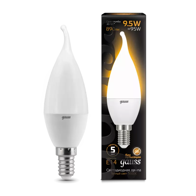  Gauss LED Candle tailed E14 9.5W 3000K 1/10/50