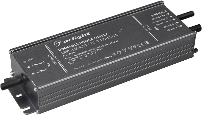   ARPV-LG24250-PFC-0-10V-CV-CC (24V, 10.4A, 250W) (Arlight, IP67 , 5 )