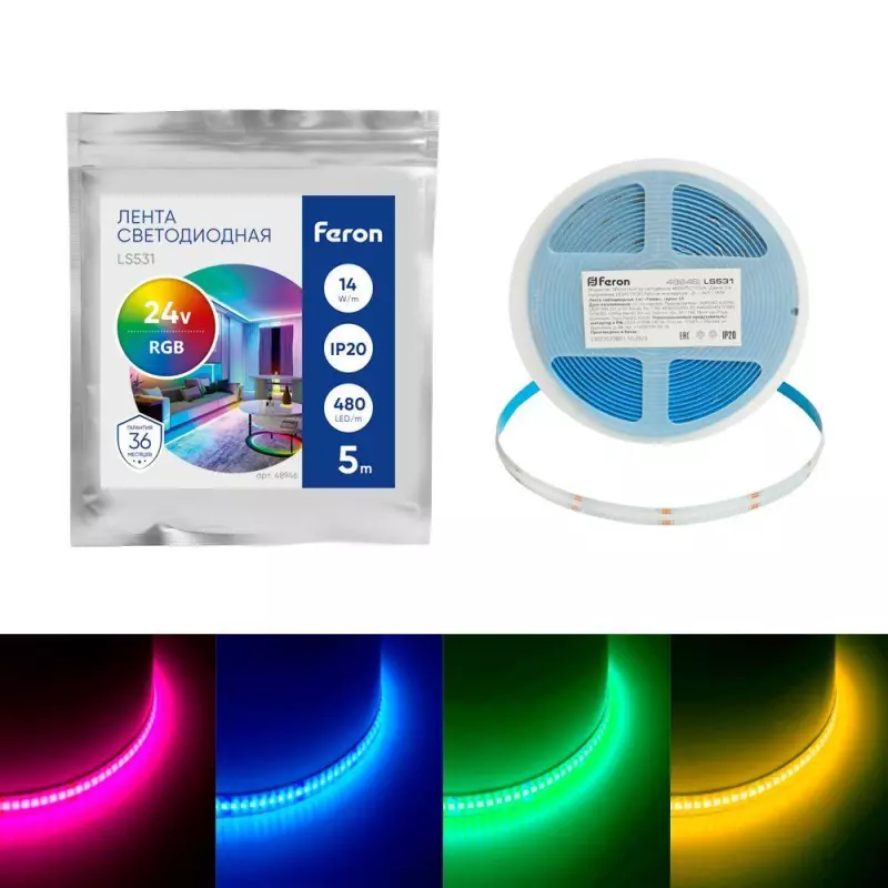   Feron 14W/m 480LED/m COB RGB 5 LS531 48946