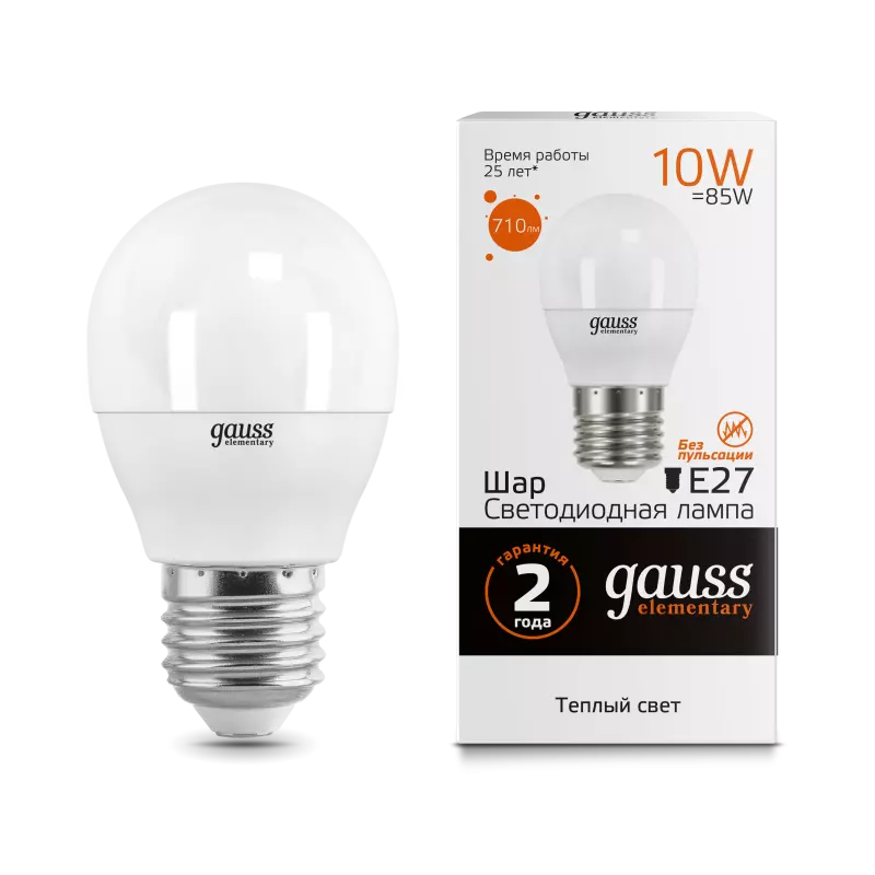  Gauss LED Elementary Globe 10W E27 3000K 1/10/100