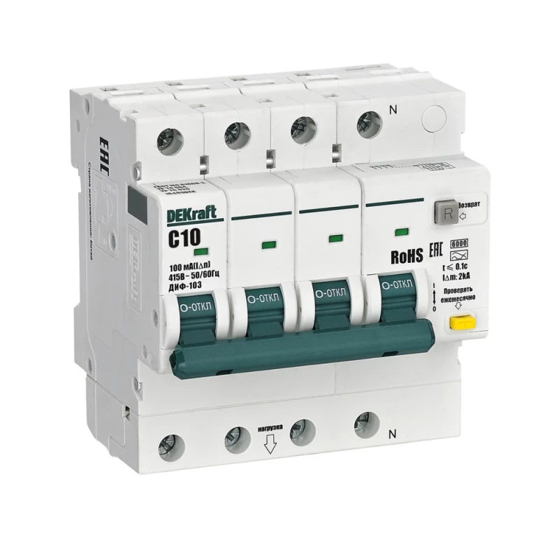   () Dekraft -103 - 3P+N - 10A - AC - 100mA -  C - 6kA