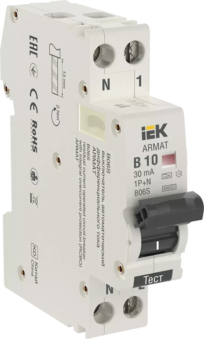   () IEK ARMAT B06S - 1P+N - 10A - A - 30mA -  B - 6kA