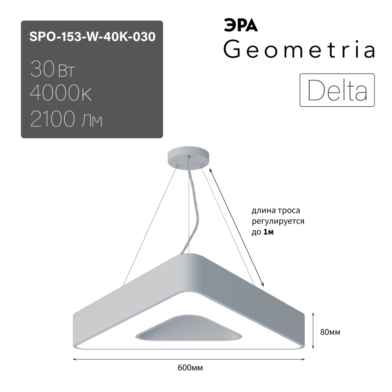   Geometria  Delta SPO-153-W-40K-030 30 4000 2100 IP40 600*600*80  