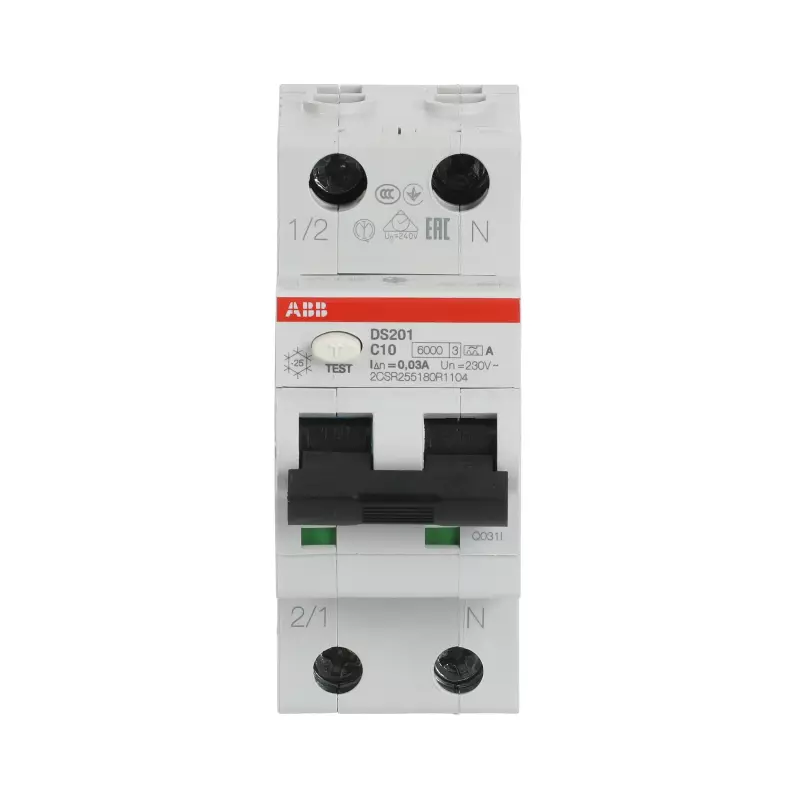   () ABB DS200 - 2P - 10A - A - 30mA -  C - 6kA