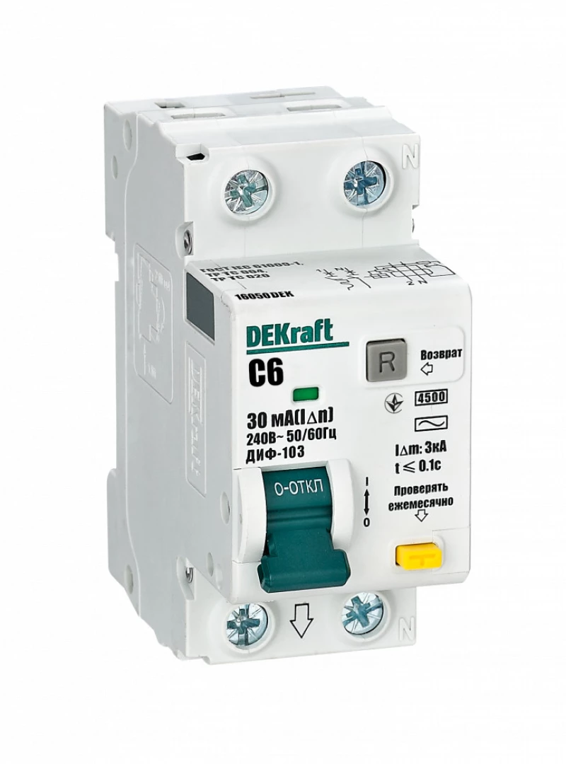   () Dekraft -103 - 1P+N - 6A - AC - 30mA -  C - 4.5kA