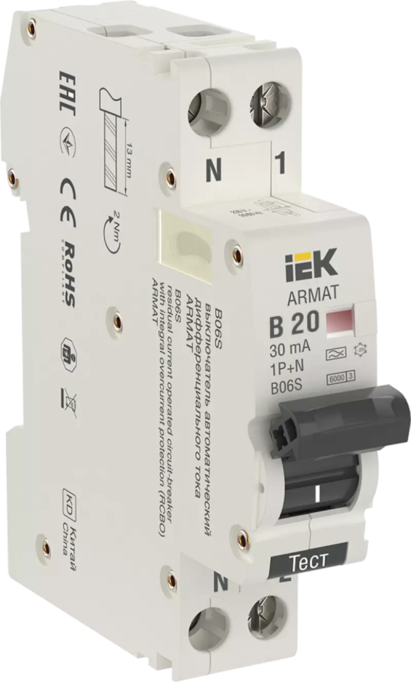   () IEK ARMAT B06S - 1P+N - 20A - A - 30mA -  B - 6kA