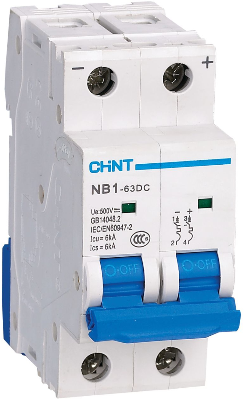   Chint NB1-63DC - DC - 2P - 10A - C - 6kA - 2M - 500