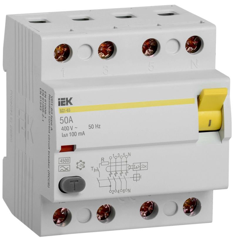    (/) IEK 1-63 - 4P - 50A - A - 100mA