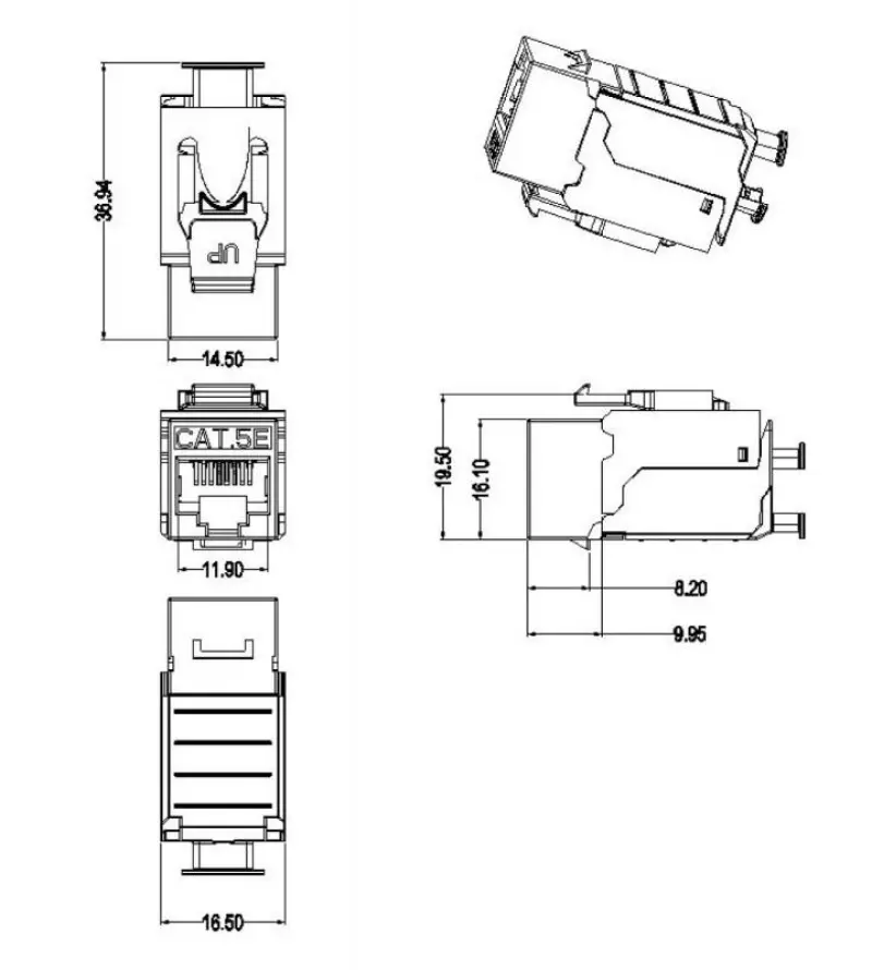 Hyperline KJ9-8P8C-C5e-90-SH-F-WH  Keystone Jack RJ-45(8P8C),  5e, 