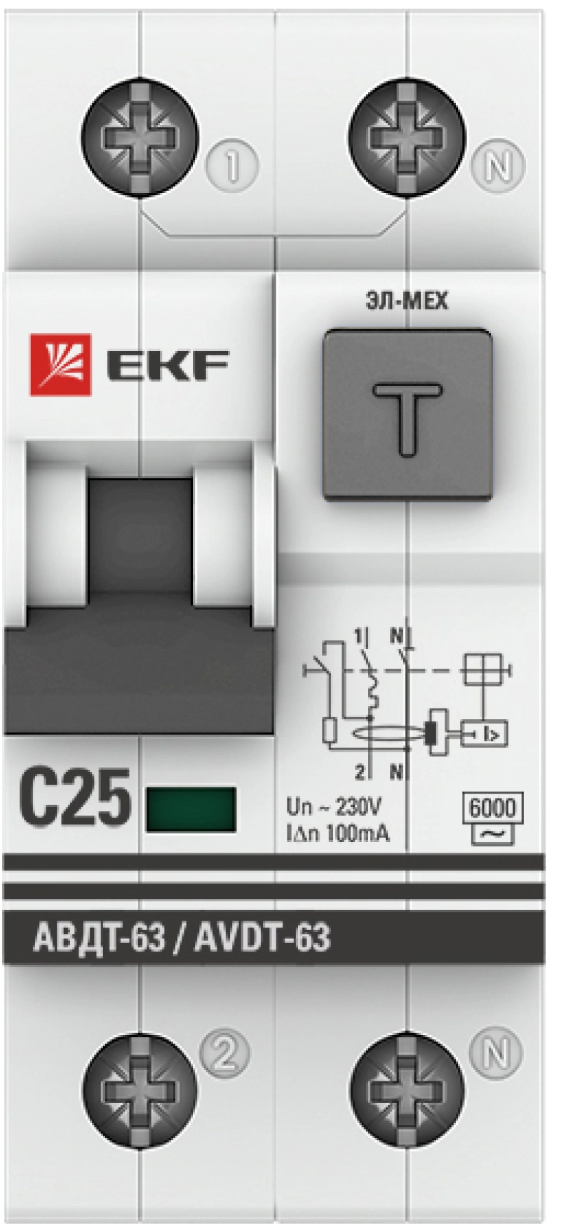   () EKF PROxima -63 - 1P+N - 25A - AC - 100mA -   C - 6kA 