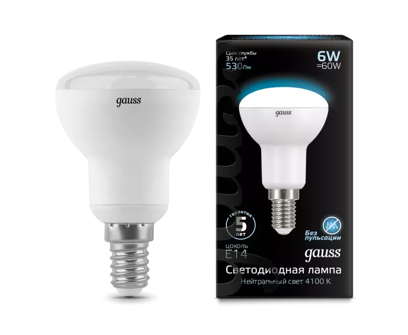  Gauss LED R50 E14 6W 4100K