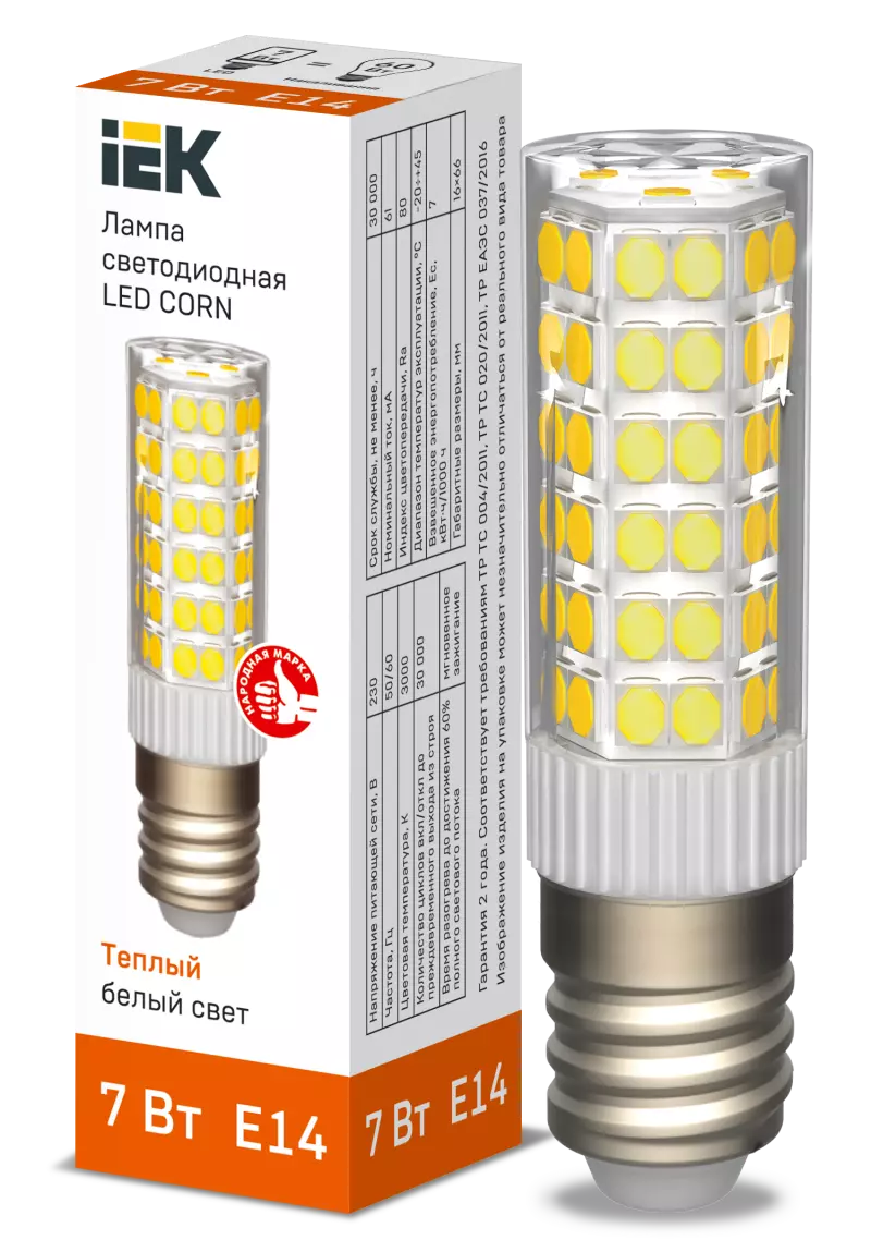  LED CORN  7 230 3000  E14 IEK