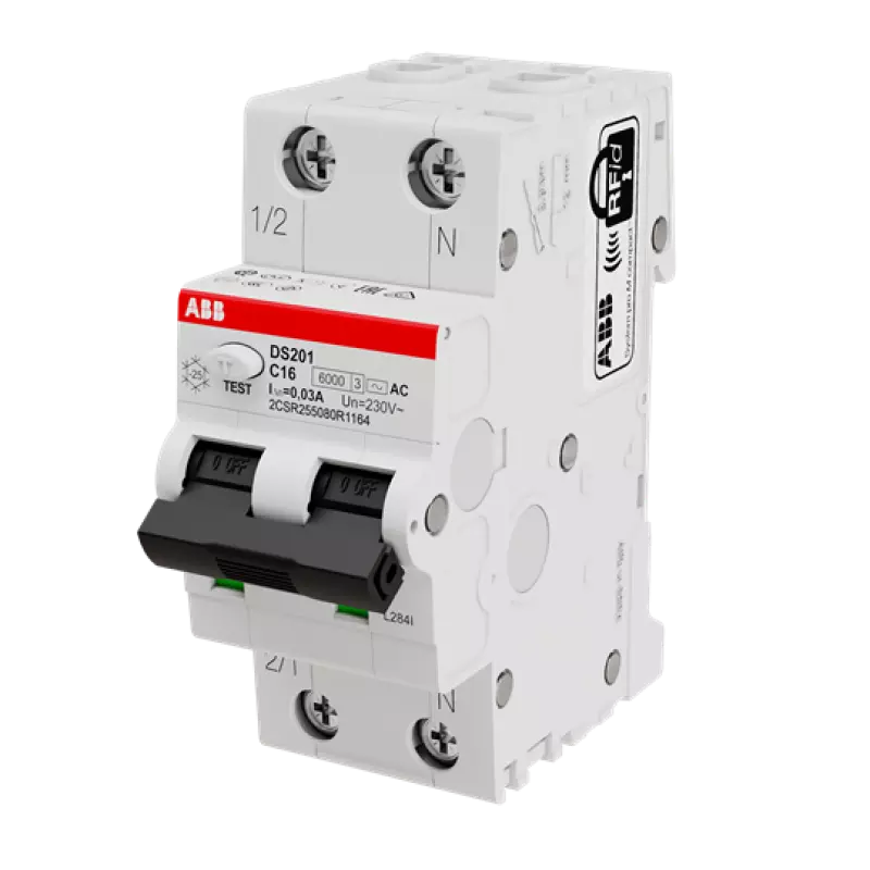   () ABB DS201 - 2P - 16A - AC - 30mA -  C - 6kA