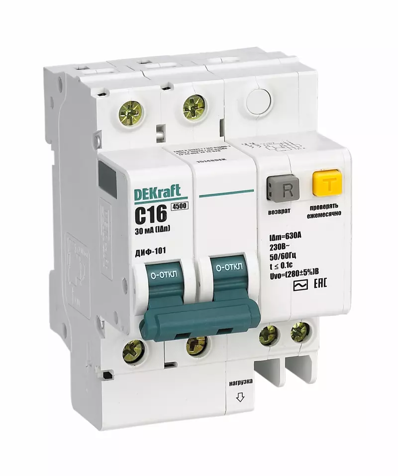   () Dekraft -101      - 2P - 16A - AC - 30mA -  C - 4.5kA