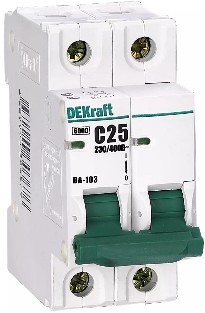   Dekraft -103 - 2P - 25A - C - 6kA - 2M