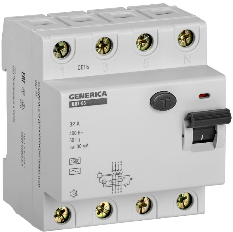    (/) IEK 1-63 GENERICA - 4P - 32A - AC - 30mA