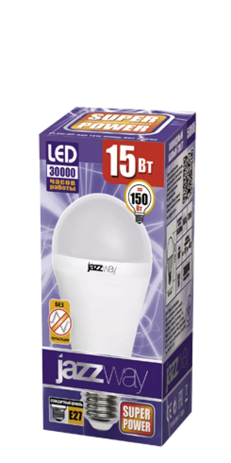 Jazzway   (LED)  d60 E27 180 15 220-230   - 5000