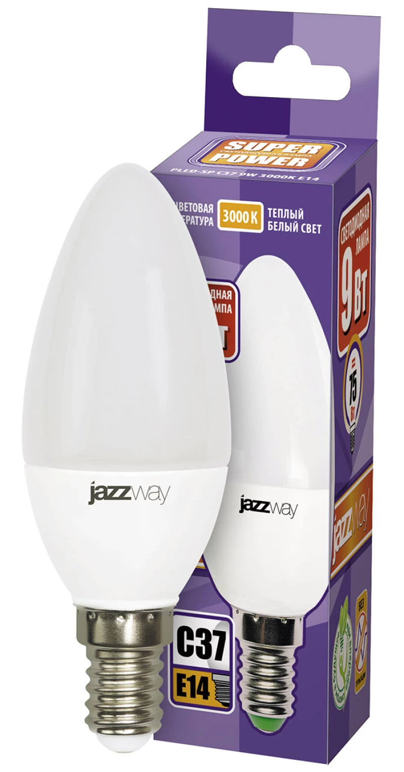 Jazzway   PLED-SP C37 9W E14 3000K 820Lm-E