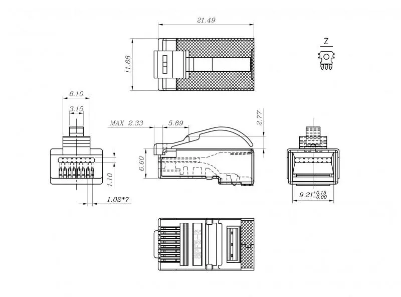 Hyperline PLEZ-8P8C-UA-C5-SH-100    RJ-45 (8P8C)   ,  Arch,  5e (50 