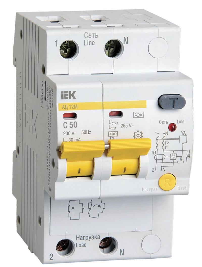   () IEK 12 - 2P - 50A - A - 30mA -  C - 4.5kA