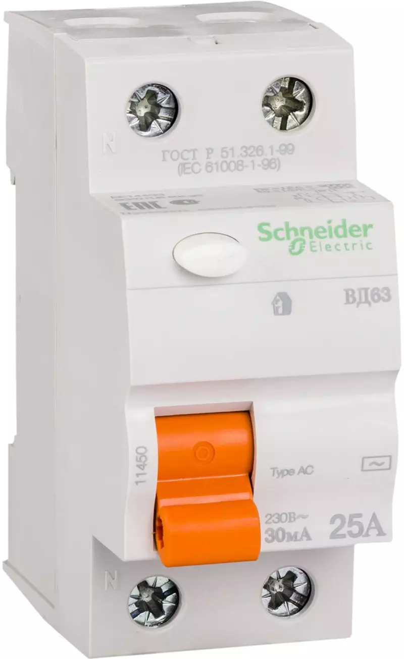    (/) Schneider Electric  ( 63) - 1P+N - 25A - AC - 30mA