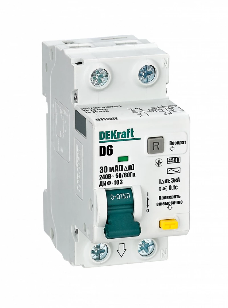   () Dekraft -103 - 1P+N - 6A - AC - 30mA -  D - 4.5kA