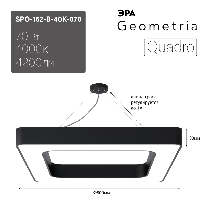   Geometria  Quadro SPO-162-B-40K-070 70 4000 4200 IP40 800*800*80  