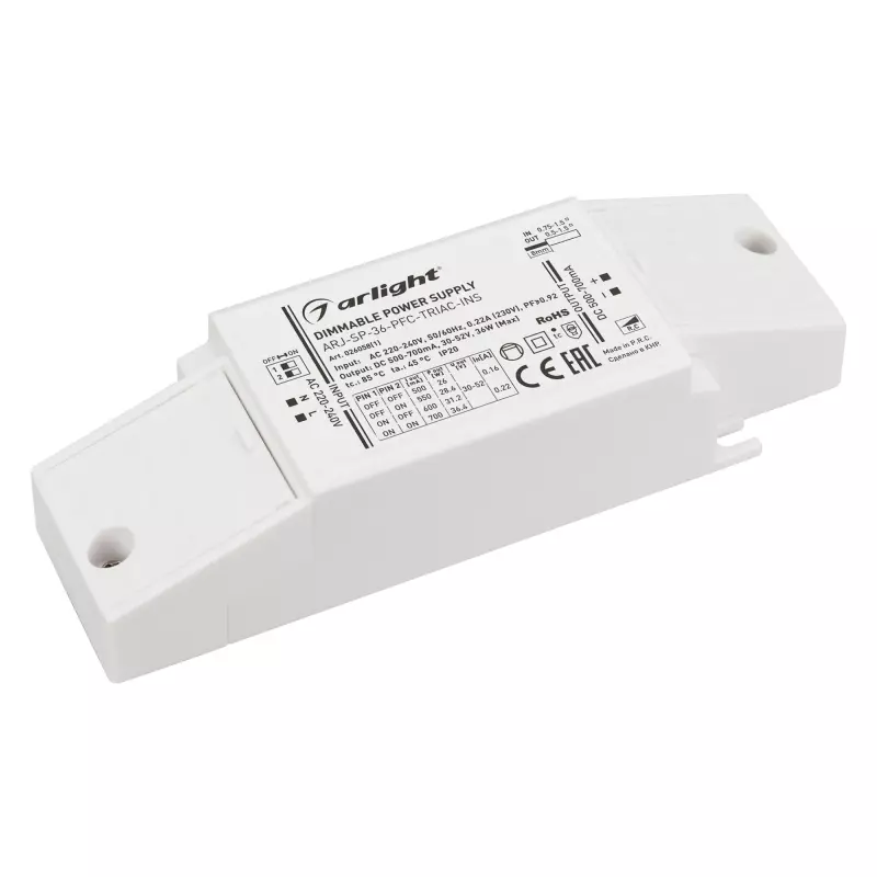   ARJ-SP-36-PFC-TRIAC-INS (36W, 30-52V, 0.5-0.7A) (Arlight, IP20 , 5 )