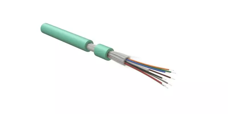 Hyperline FO-DT-IN-503-8-FRHFLTx-AQ  - 50/125 (OM3) , 8 ,    (tight buffer) , FRHFLTx, 60C  +70C,  (aqua)