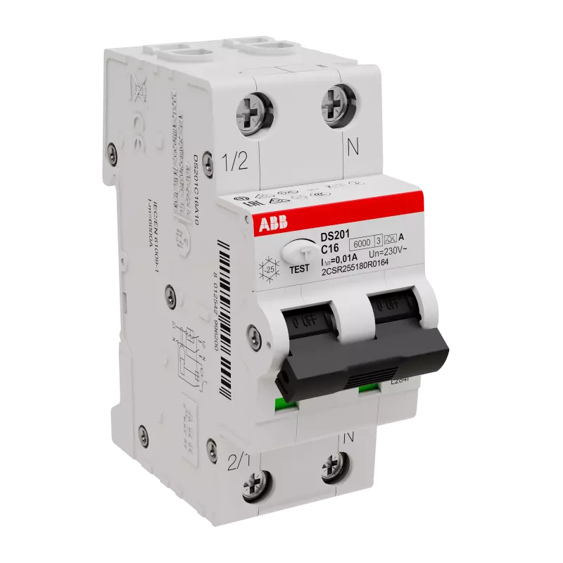   () ABB DS201 - 2P - 16A - A - 10mA -  C - 6kA