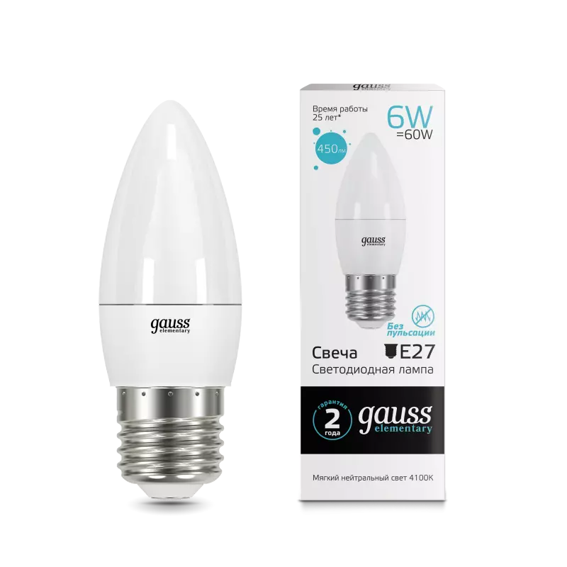  Gauss Elementary LED  6W E27 4100K