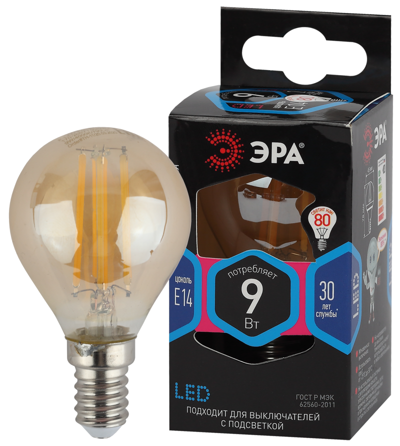    F-LED P45-9W-840-E14 gold E14 / 14 9      