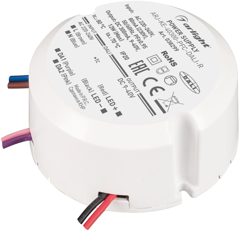   ARJ-KE-40300-PFC-DALI-R (12W, 9-40V, 0.3A) (Arlight, IP20 , 3 )