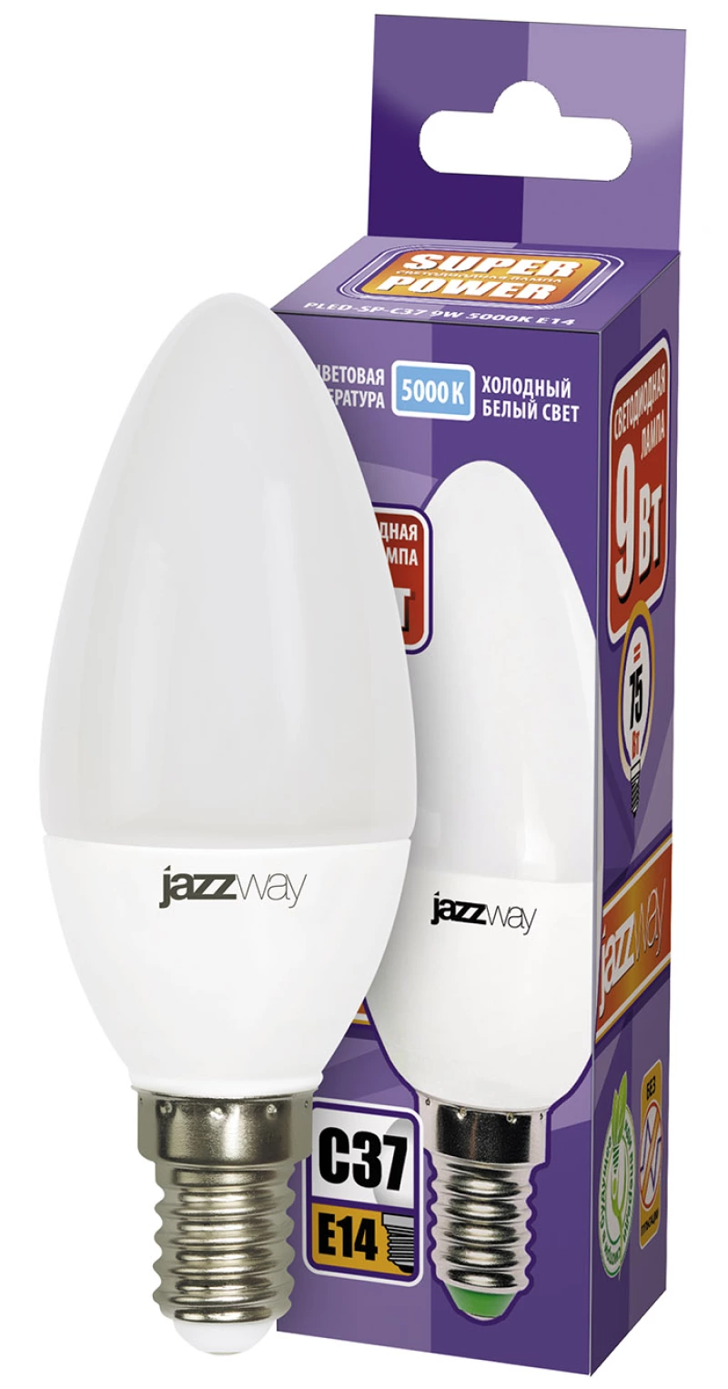 Jazzway  PLED-SP C37 9W E14 5000K 820Lm-E